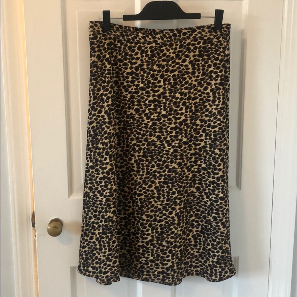 Jcrew leopard print satin skirt